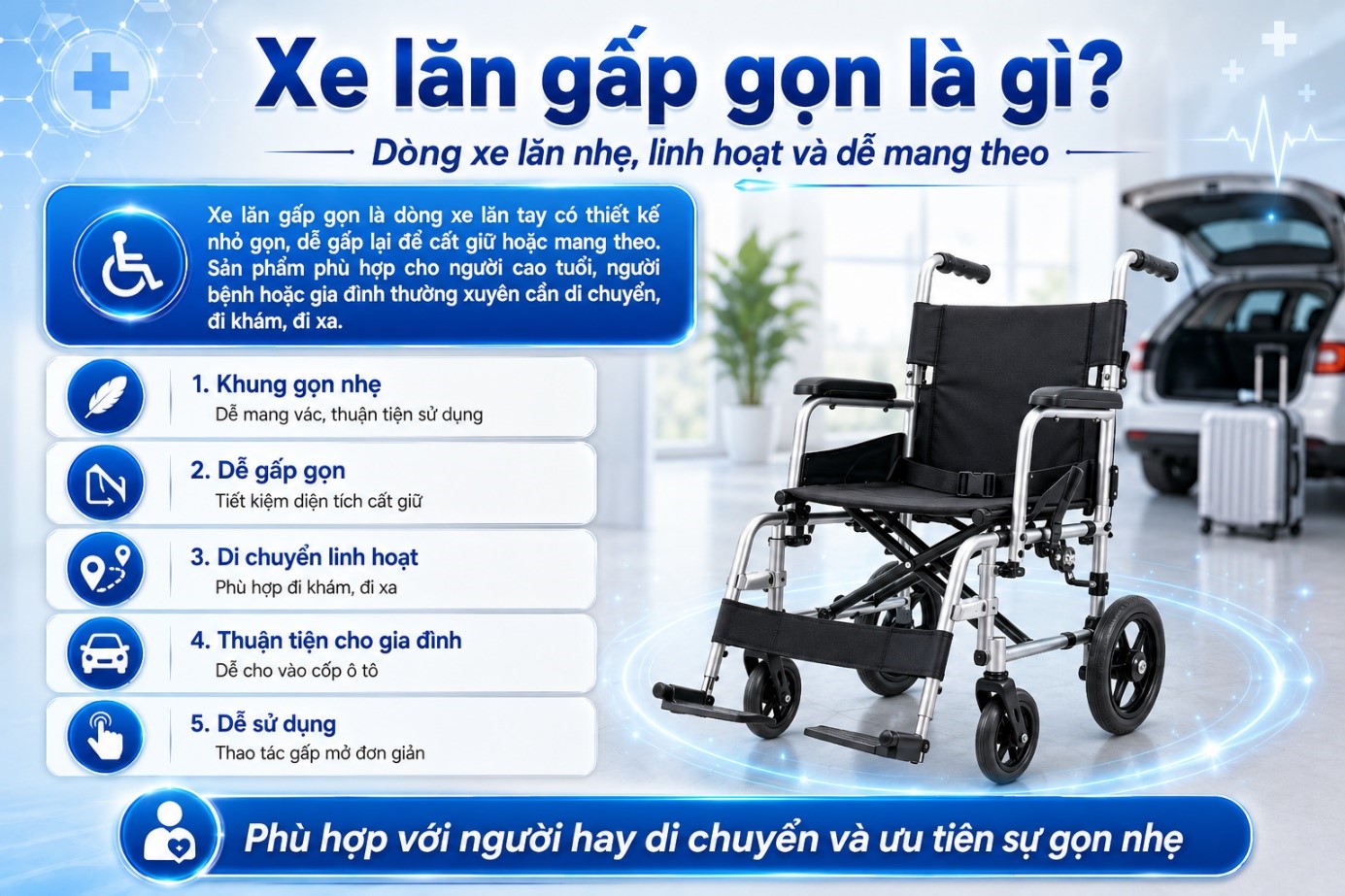 Xe lăn gấp gọn là gì